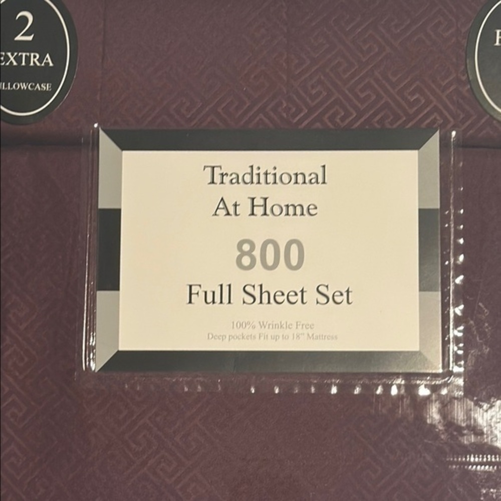 Traditional At Home Purple Full 6pc Sheet Set Plum Red Embossed Maze Print